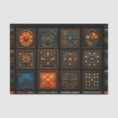 Gemischte Fliesen - braun, orange, blaue OM3 Decou Seidenpapier (Vorderseite)