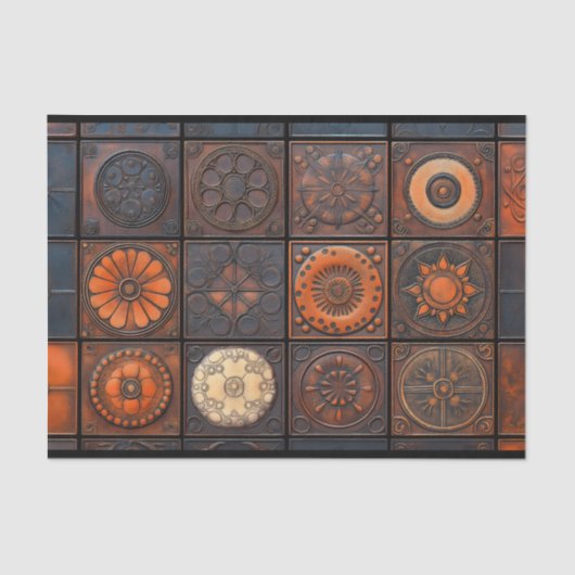 Gemischte Fliesen - OM4 Dekoupage in texturierten Seidenpapier (Vorderseite)