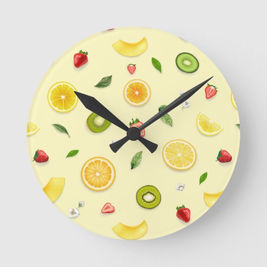 Gemischte Früchte 2 Runde Wanduhr (Vorderseite)