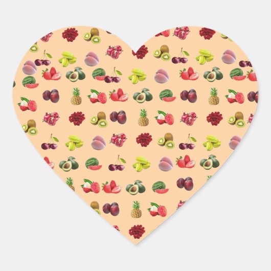 gemischte Früchte, Herz-Aufkleber (Vorderseite)