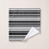 Gemischte gestreiftes Muster-Schwarz-weiße Grau Badhandtuch Set (Waschlappen)