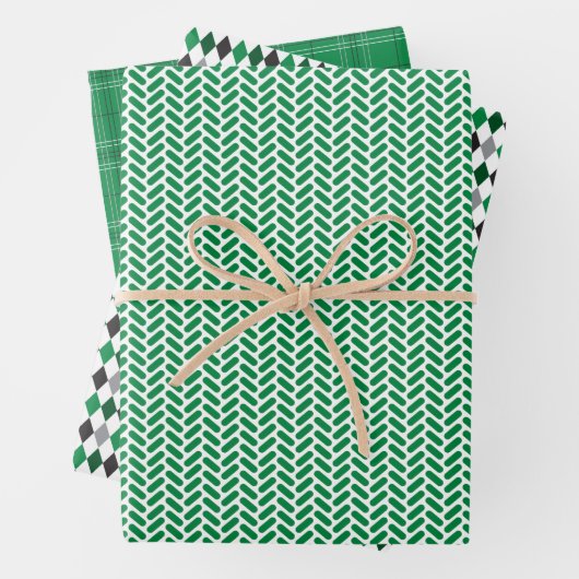 Gemischte grün-schwarze Muster Geschenkpapier Set (Beispiel)