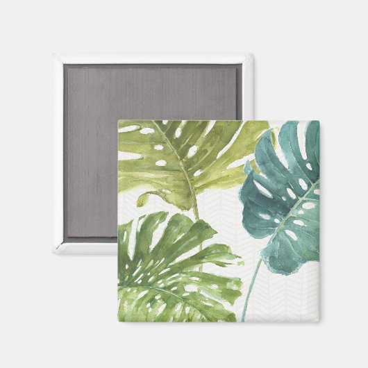 Gemischte Grüntöne | Tropische Palmen Magnet (Vorderseite/Rückseite)