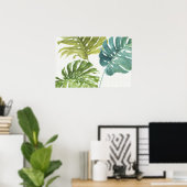 Gemischte Grüntöne | Tropische Palmen Poster (Heimbüro)