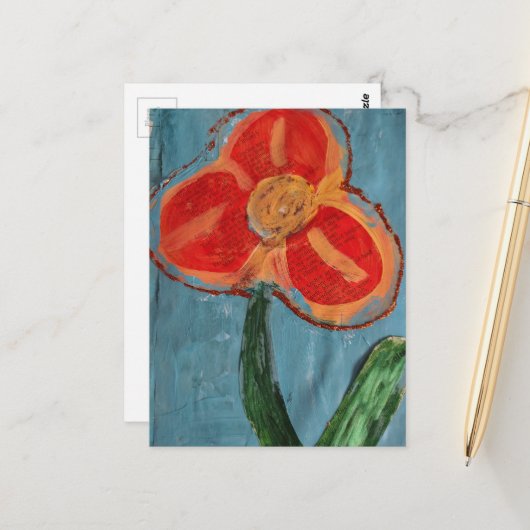 Gemischte Medien-Blume Postkarte (Vorderseite/Rückseite Beispiel)