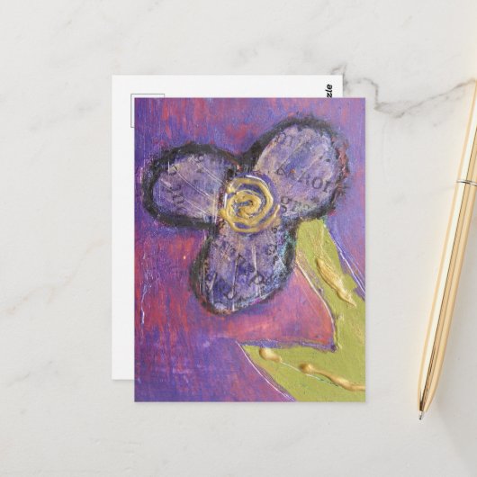 Gemischte Medien-Blume Postkarte (Vorderseite/Rückseite Beispiel)