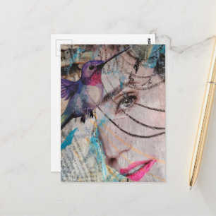 Gemischte Medien-Collage mit zufälligen Wörtern Ko Postkarte