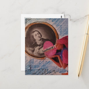 Gemischte-Medien-Collage Postkarte
