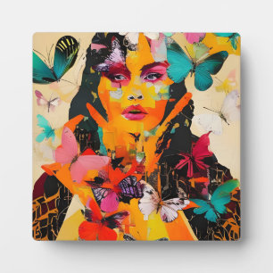 Gemischte Medien für Frauen und Schmetterlinge Fotoplatte