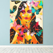 Gemischte Medien für Frauen und Schmetterlinge Leinwanddruck (Insitu (Holzboden))