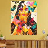 Gemischte Medien für Frauen und Schmetterlinge Leinwanddruck (Insitu (Wohnzimmer))