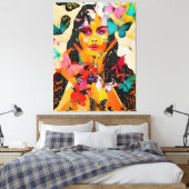 Gemischte Medien für Frauen und Schmetterlinge Leinwanddruck (Insitu (Schlafzimmer))