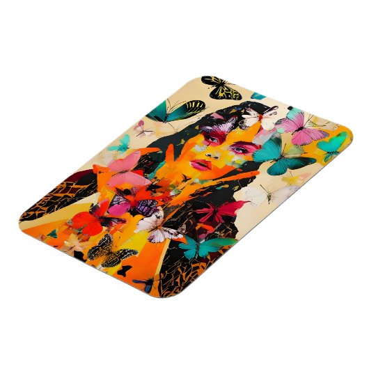 Gemischte Medien für Frauen und Schmetterlinge Magnet (Linke Seite)