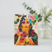 Gemischte Medien für Frauen und Schmetterlinge Postkarte (Stehend Vorderseite)