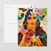 Gemischte Medien für Frauen und Schmetterlinge Postkarte (Vorne/Hinten)