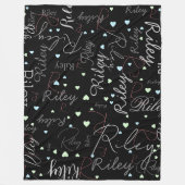 gemischte Namen Initialen und Herzen repliziert Fleecedecke (Vorderseite)