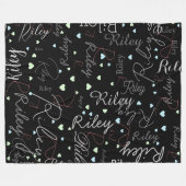 gemischte Namen Initialen und Herzen repliziert Fleecedecke (Vorderseite (Horizontal))