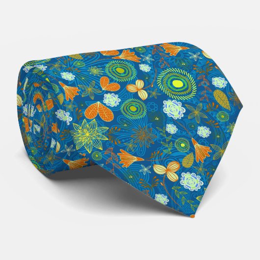 Gemischte Paisley-Blumen-Muster Krawatte (Gerollt)