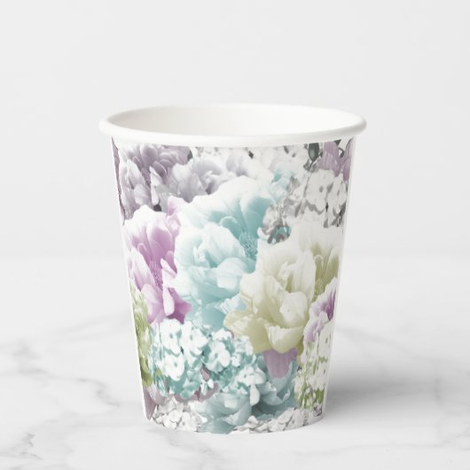 gemischte Pastell Floral Bouquet Pappbecher (Vorderseite)