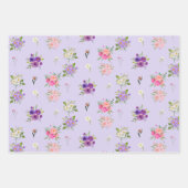 Gemischte Pastell-Sommerblumen Geschenkpapier Set (Vorderseite)