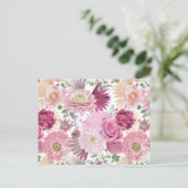 Gemischte rosa Gartenblumen Postkarte (Stehend Vorderseite)