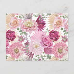 Gemischte rosa Gartenblumen Postkarte