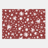 GEMISCHTE Rot- und Weißstars Recyclingfähige Weihn Geschenkpapier Set (Vorderseite)