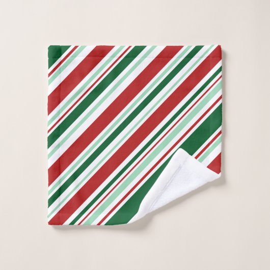 Gemischte rotes, grünes, weißes Weihnachtsstreifen Badhandtuch Set (Waschlappen)