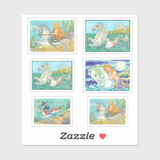 GEMISCHTE SAMMLUNG MERMAID / MERHORSE FANTASY HORS AUFKLEBER (Blatt)