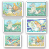 GEMISCHTE SAMMLUNG MERMAID / MERHORSE FANTASY HORS AUFKLEBER (Vorderseite)