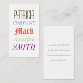 Gemischte Schriftart (farbig) Visitenkarte (Vorne/Hinten)