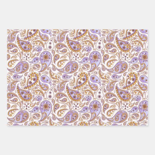 Gemischte Schwarz-, Gold- und Lila-klassische Pais Geschenkpapier Set (Vorderseite)