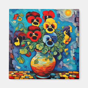 Gemischte Stiefmütterchen in Vase Magnet