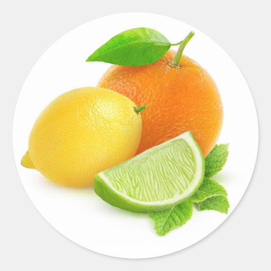 Gemischte Zitrusfrüchte Runder Aufkleber (Vorderseite)
