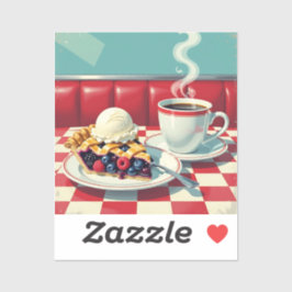 Gemischter Berry Pie, Eiscreme und Kaffee Aufkleber