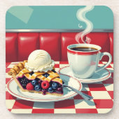 Gemischter Berry Pie, Eiscreme und Kaffee Getränkeuntersetzer (Vorderseite)