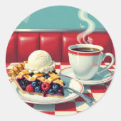 Gemischter Berry Pie, Eiscreme und Kaffee Runder Aufkleber (Vorderseite)