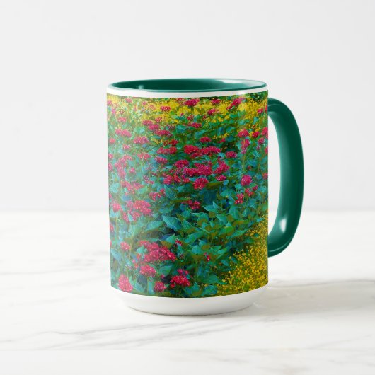 Gemischter Blumengarten/Hellrot, Gelb und Grün Tasse (VorderseiteRechts)