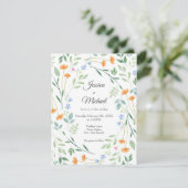 Gemischter Blumenrahmen mit Aquarellfarbe Einladung (Stehend Vorderseite)