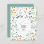 Gemischter Blumenrahmen mit Aquarellfarbe Einladung (Vorne/Hinten)