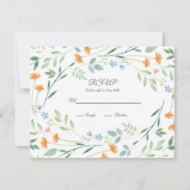 Gemischter Blumenrahmen mit Aquarellfarbe RSVP Karte