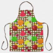Gemischter Fruchtbraun und Weißer Gingham-Karo Schürze (Vorderseite)