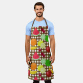 Gemischter Fruchtbraun und Weißer Gingham-Karo Schürze (Getragen)