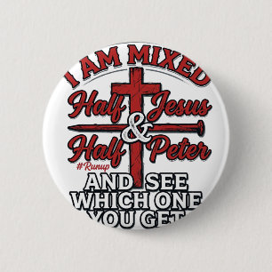 Gemischter Jesus und Peter Vintage Christlicher Hu Button