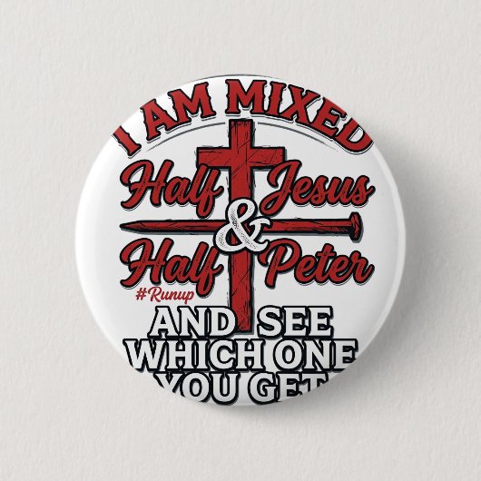 Gemischter Jesus und Peter Vintage Christlicher Hu Button (Vorderseite)