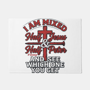 Gemischter Jesus und Peter Vintage Christlicher Hu Fußmatte
