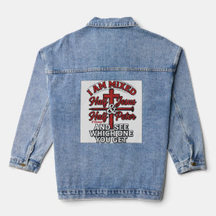 Gemischter Jesus und Peter Vintage Christlicher Hu Jeansjacke