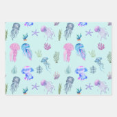 Gemischter Meeresfisch, Muscheln, Krebse, Quallen Geschenkpapier Set (Vorderseite 3)