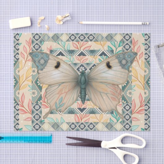 Gemischtes abstraktes Muster & Schmetterling-Decou Seidenpapier (Handwerk)