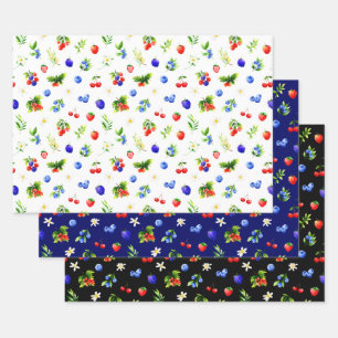 Gemischtes Beerenmuster Geschenkpapier Set